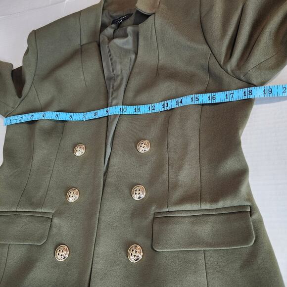 Tahari ASL Women's Ponte Faux Double Breasted Blazer Olive Green NWT Size 4 - Picture 11 of 16